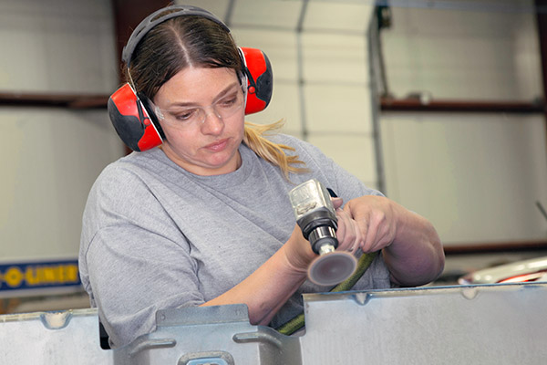 female-tech-soco | Schaefer Autobody Centers Technician at south county shop