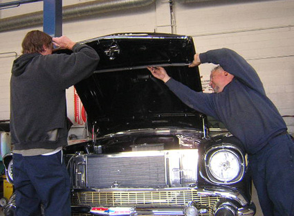 1957 chevy hood bar www.thecrashdoctor.com