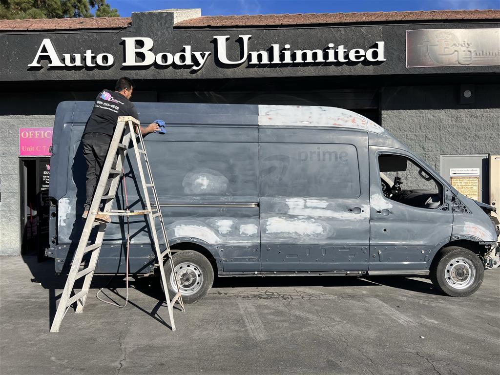 High roof amazon service transit van repair paint job