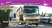 large 35 foot motorhome body repair and paint restoration video photo from www.thecrashdoctor.com